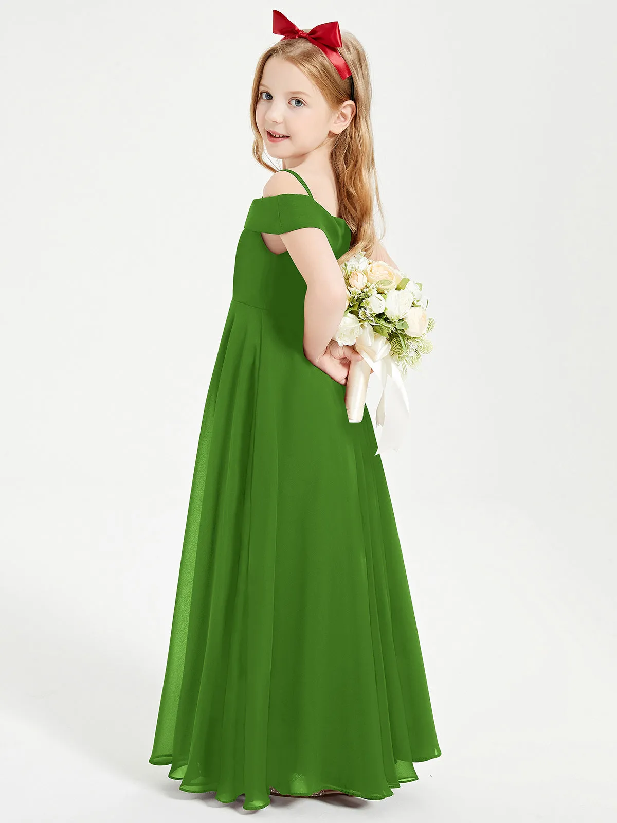 Chic Junior Bridesmaid Dresses Off the Shoulder Moss