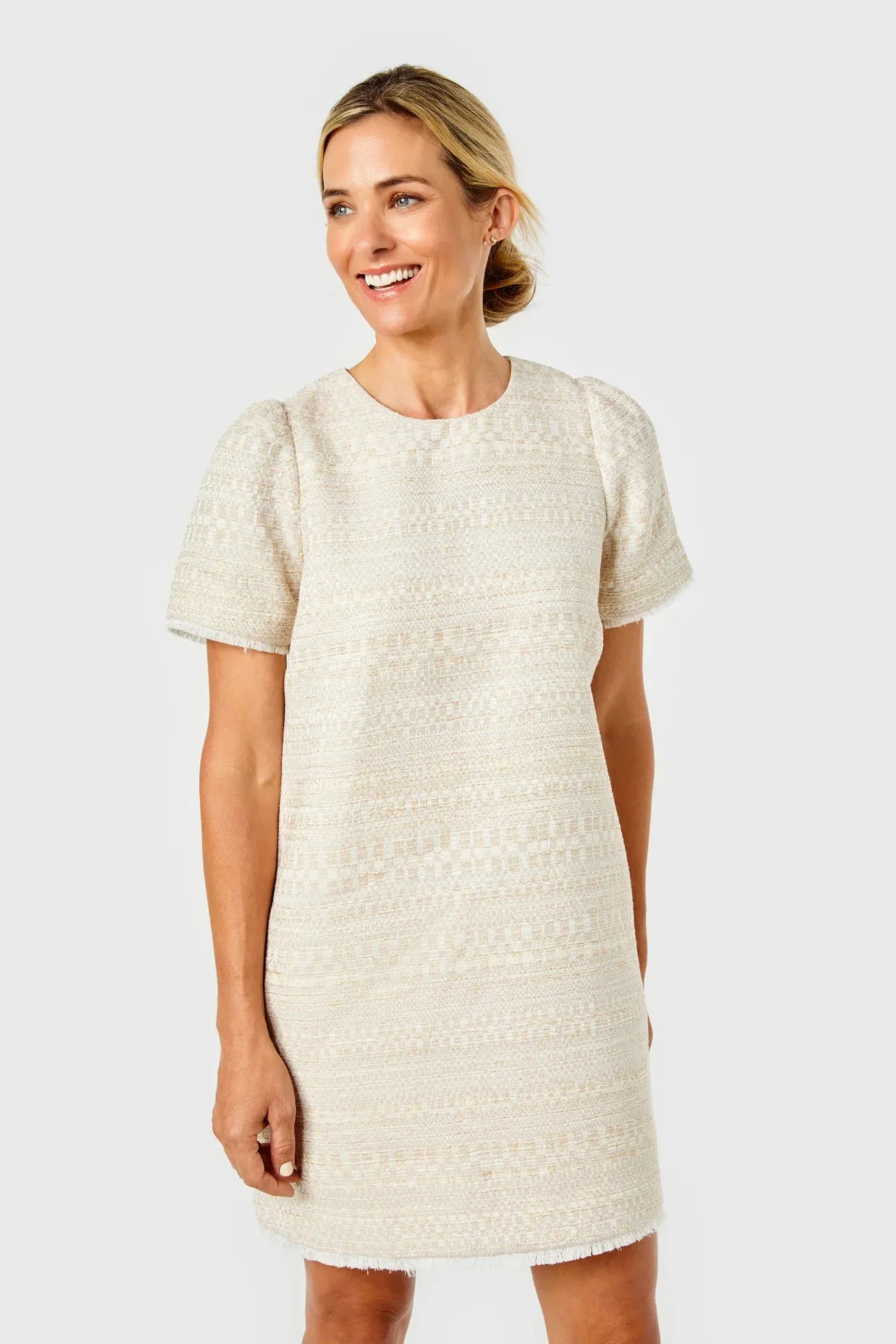 Chloe Dress- Tweed Gardenia