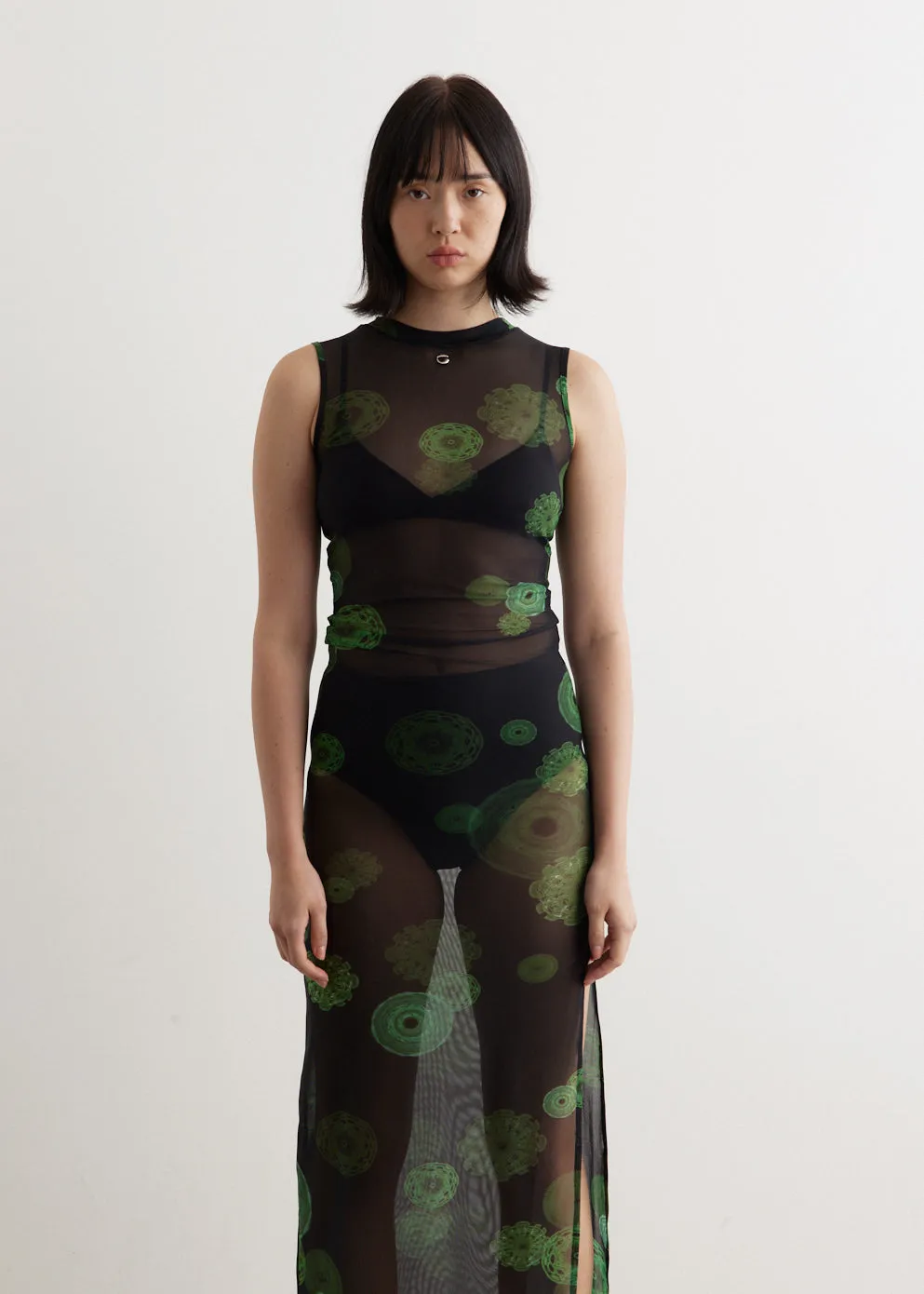 Cymatics Print Mesh Dress