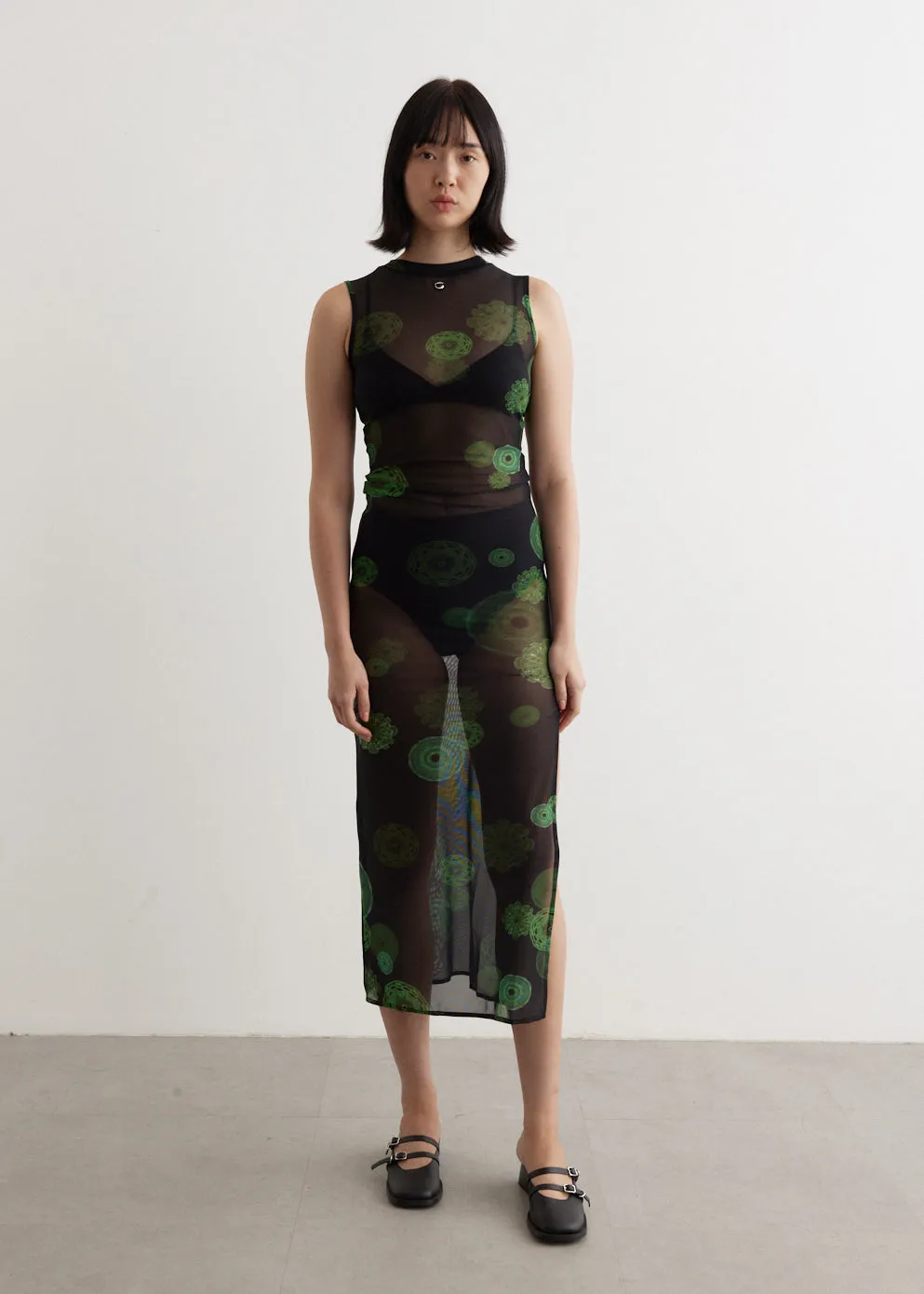 Cymatics Print Mesh Dress