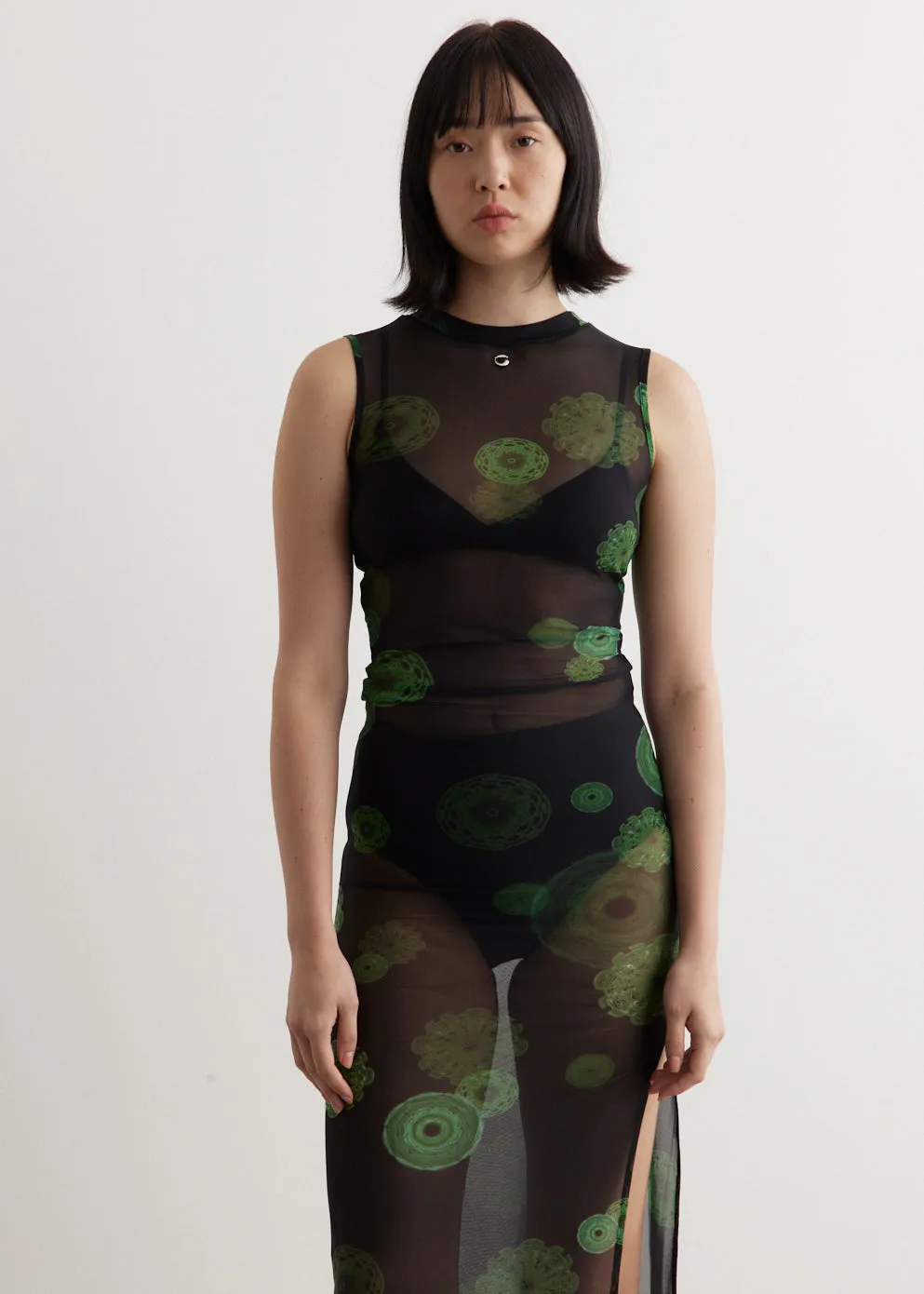 Cymatics Print Mesh Dress