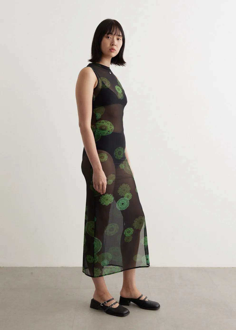 Cymatics Print Mesh Dress