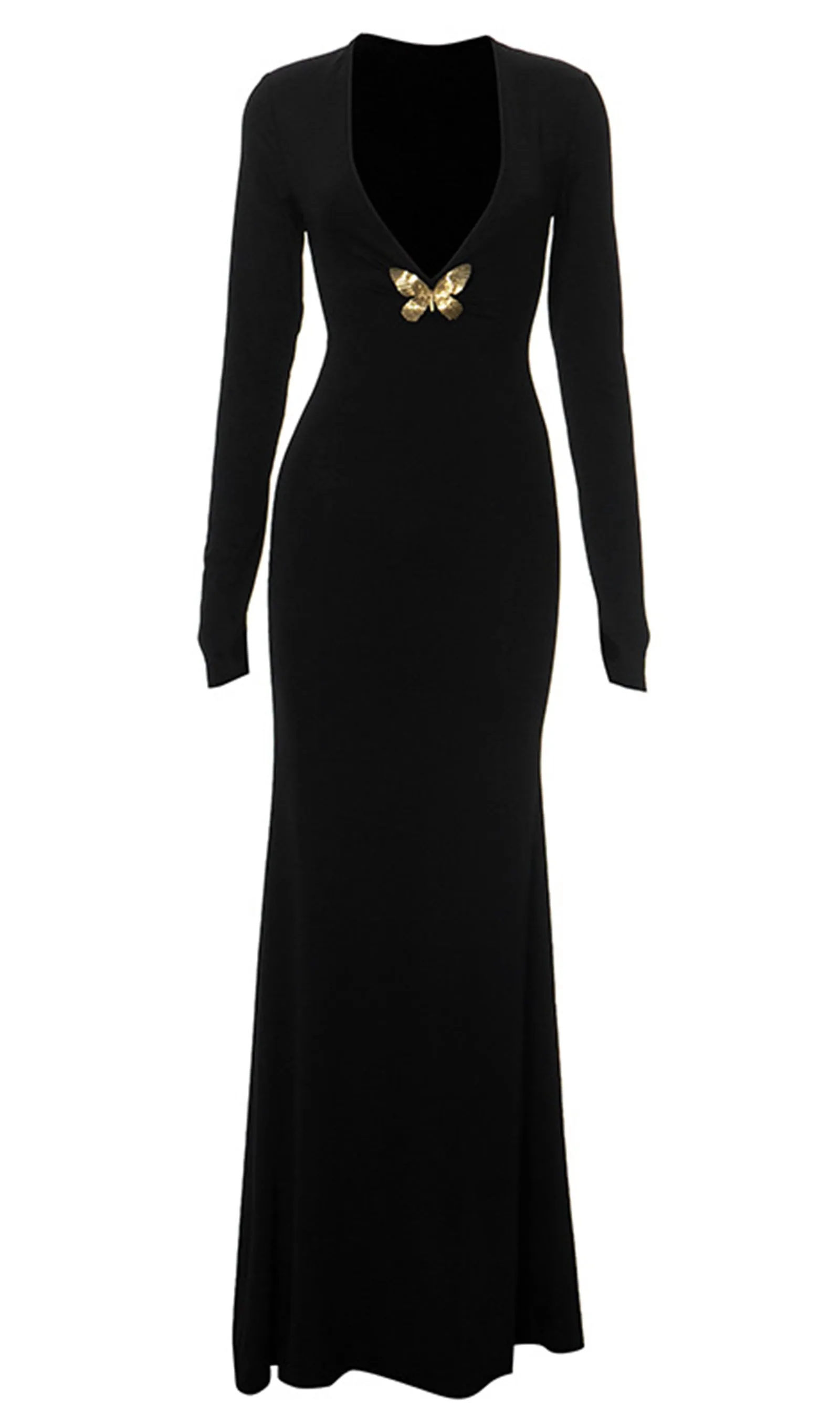 Deep V Neck Maxi Dress Black