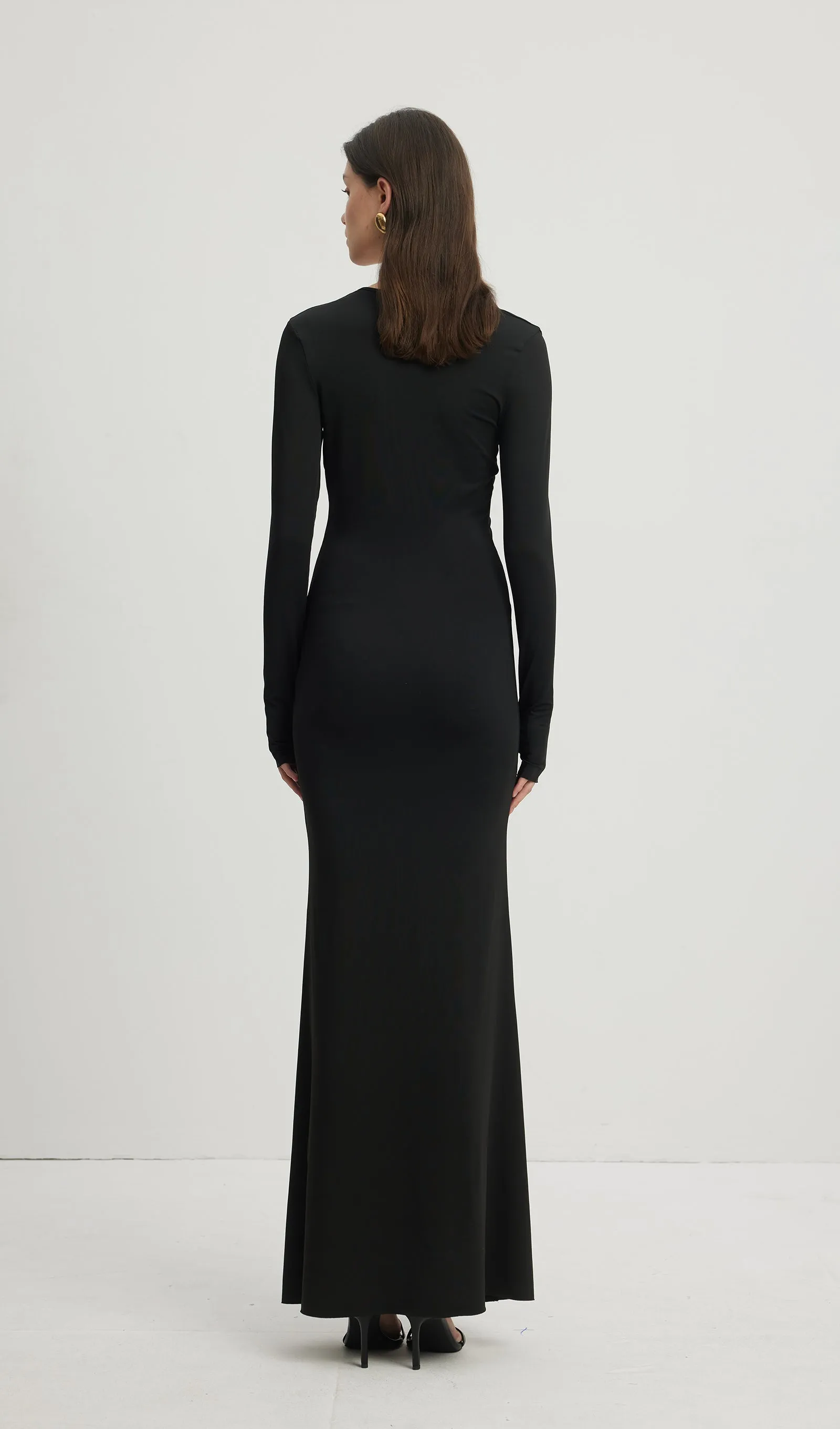Deep V Neck Maxi Dress Black