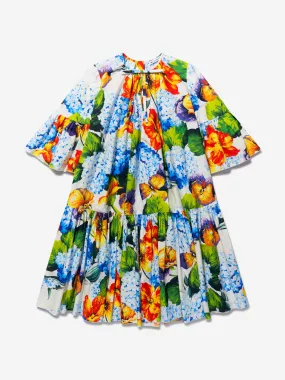 Dolce & Gabbana Girls Cotton 3/4 Sleeve Hydrangea Dress