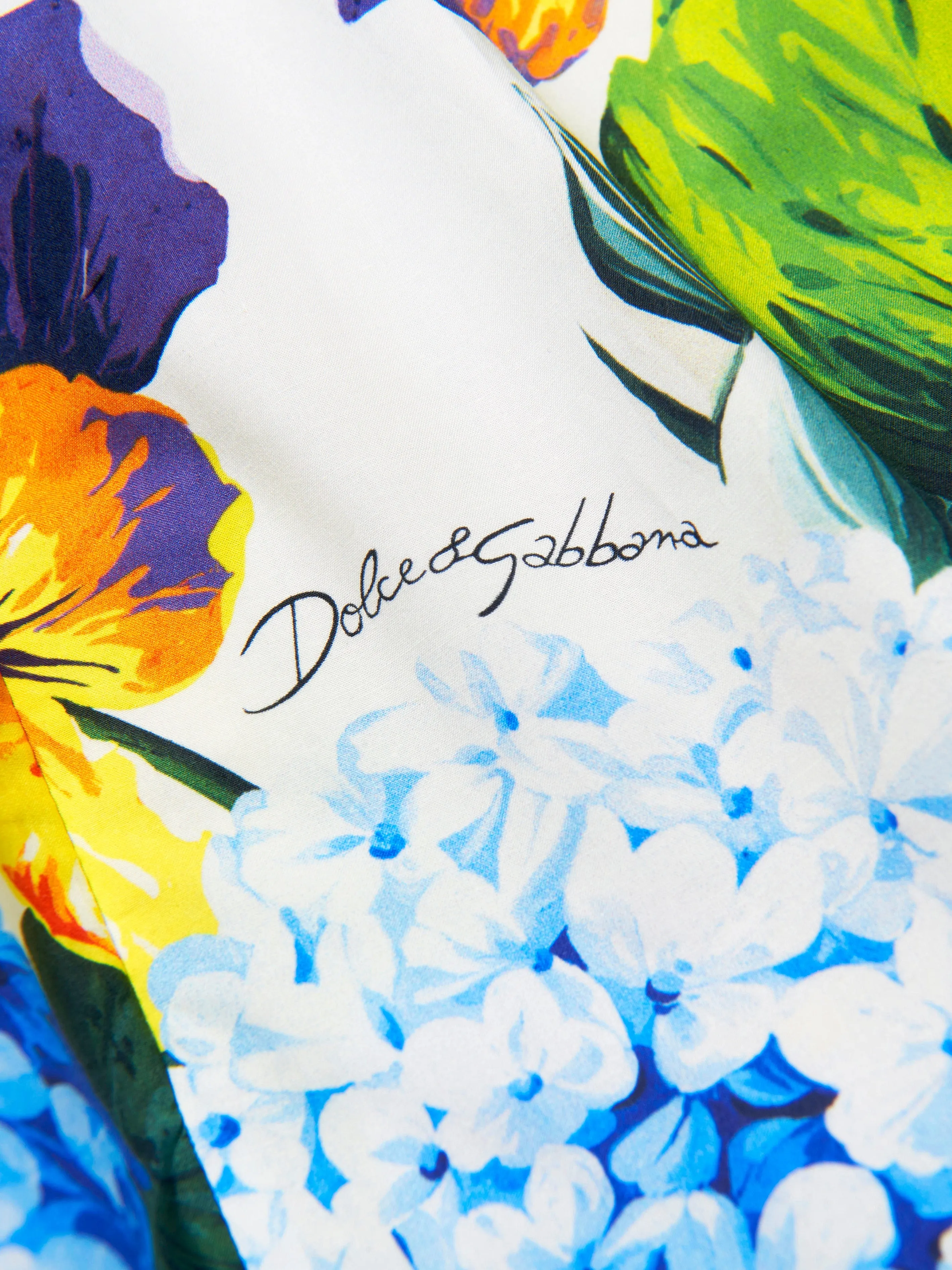 Dolce & Gabbana Girls Cotton 3/4 Sleeve Hydrangea Dress