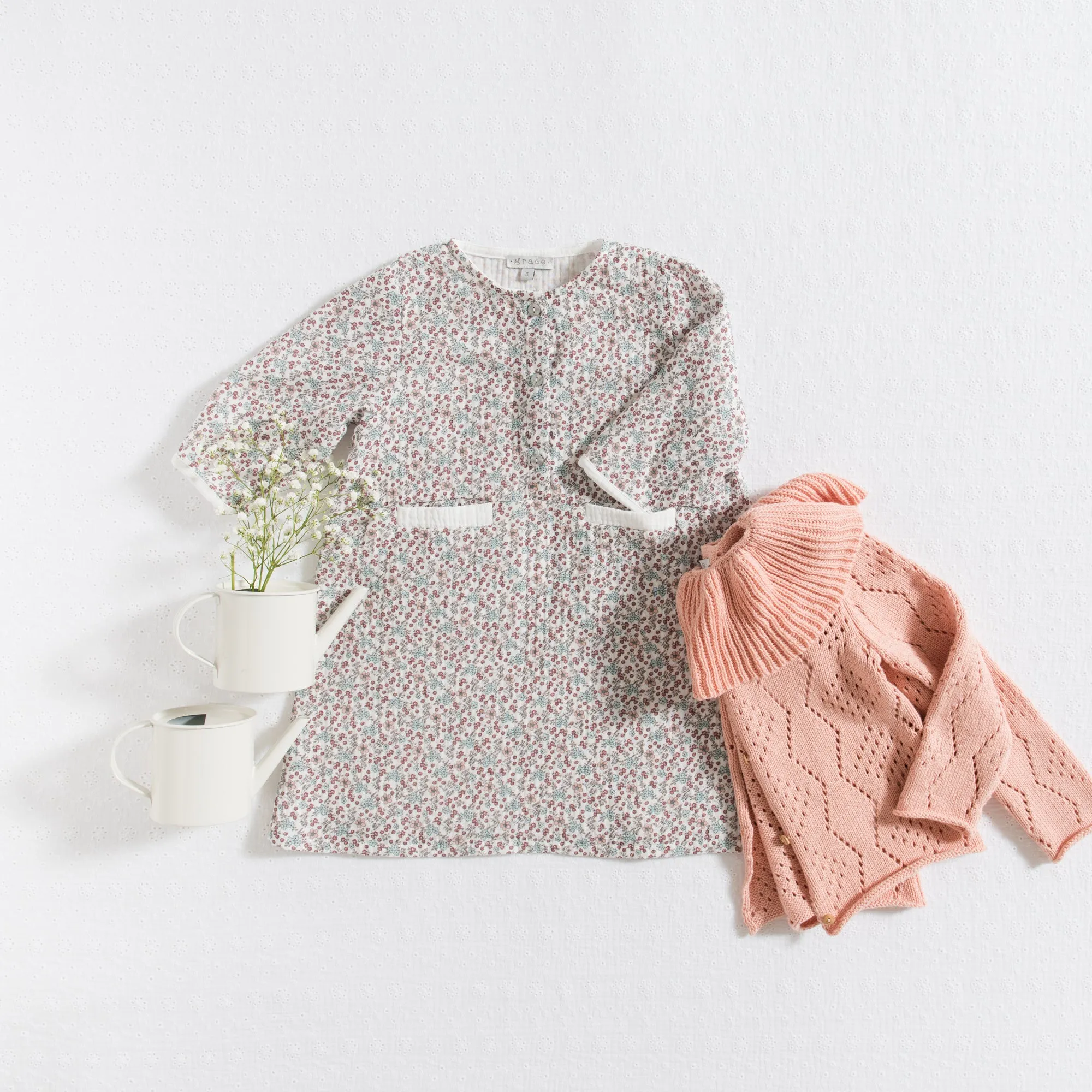 DRESS / MINT FLOWERS GAUZE