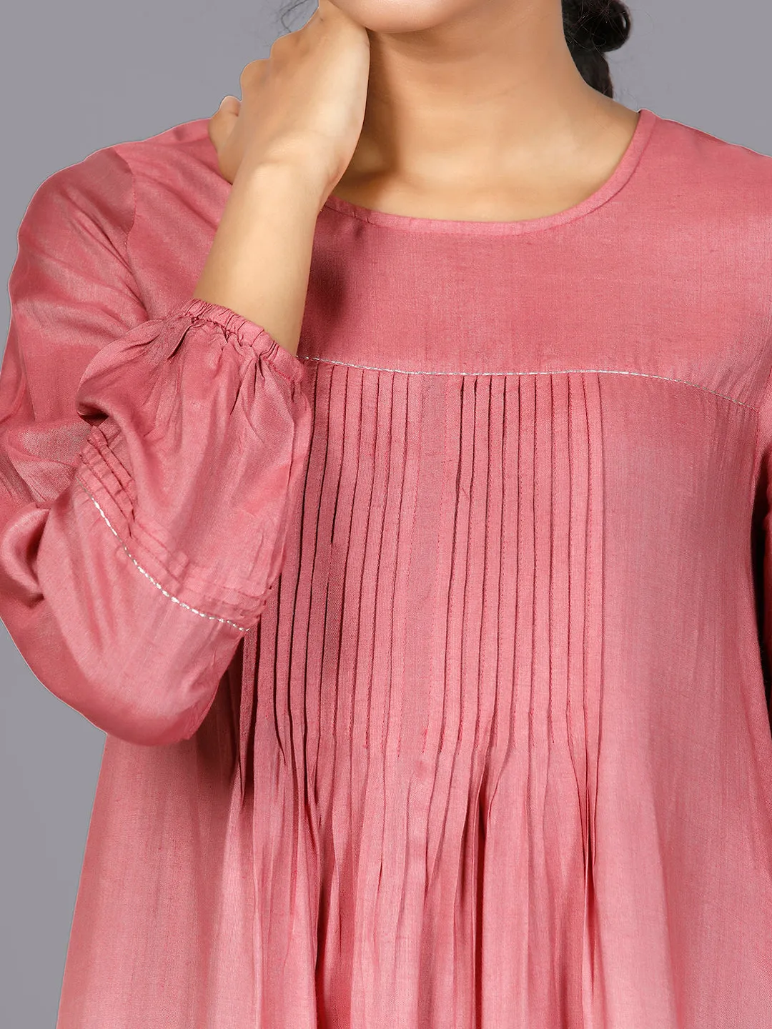 Eco Khadi Cotton Dark Pink Ombre Tunic Dress - Maahi