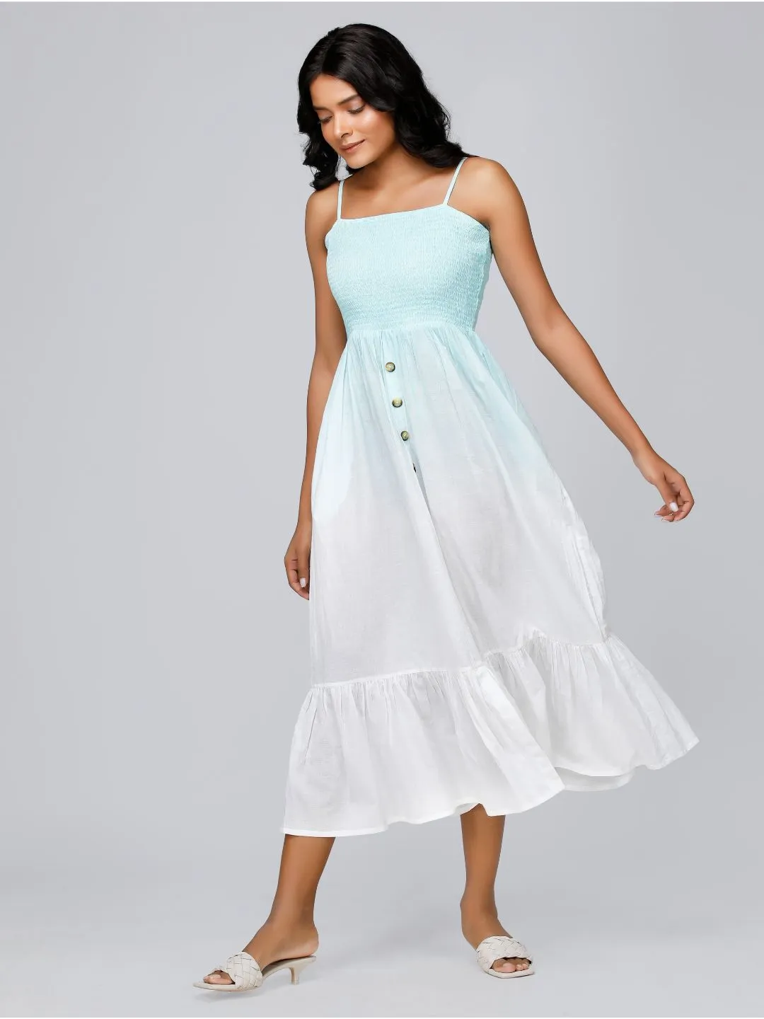 Eco Khadi Cotton Sea Ombre Dress