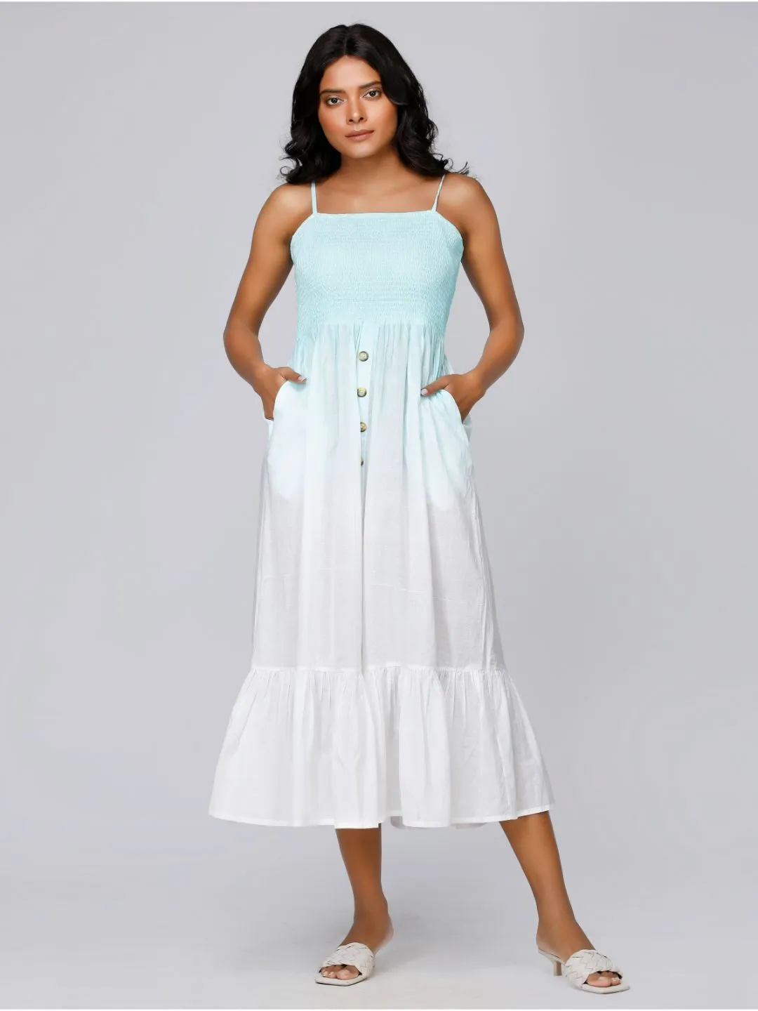 Eco Khadi Cotton Sea Ombre Dress
