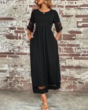 Elegant  Dress Mid-Sleeve Casual Crew Neck