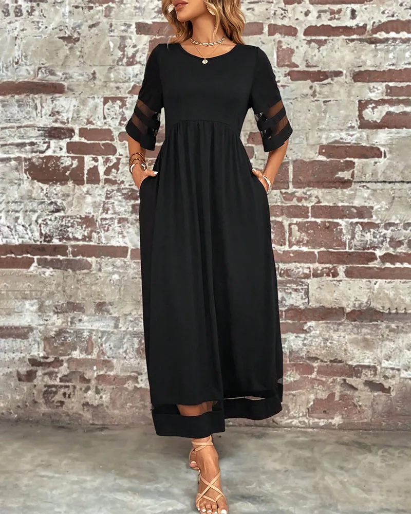 Elegant  Dress Mid-Sleeve Casual Crew Neck