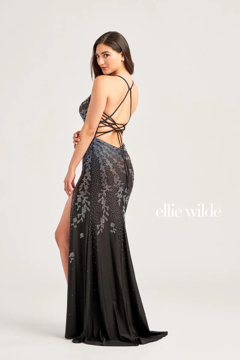 Ellie Wilde Strappy Open Back Prom Dress EW35061