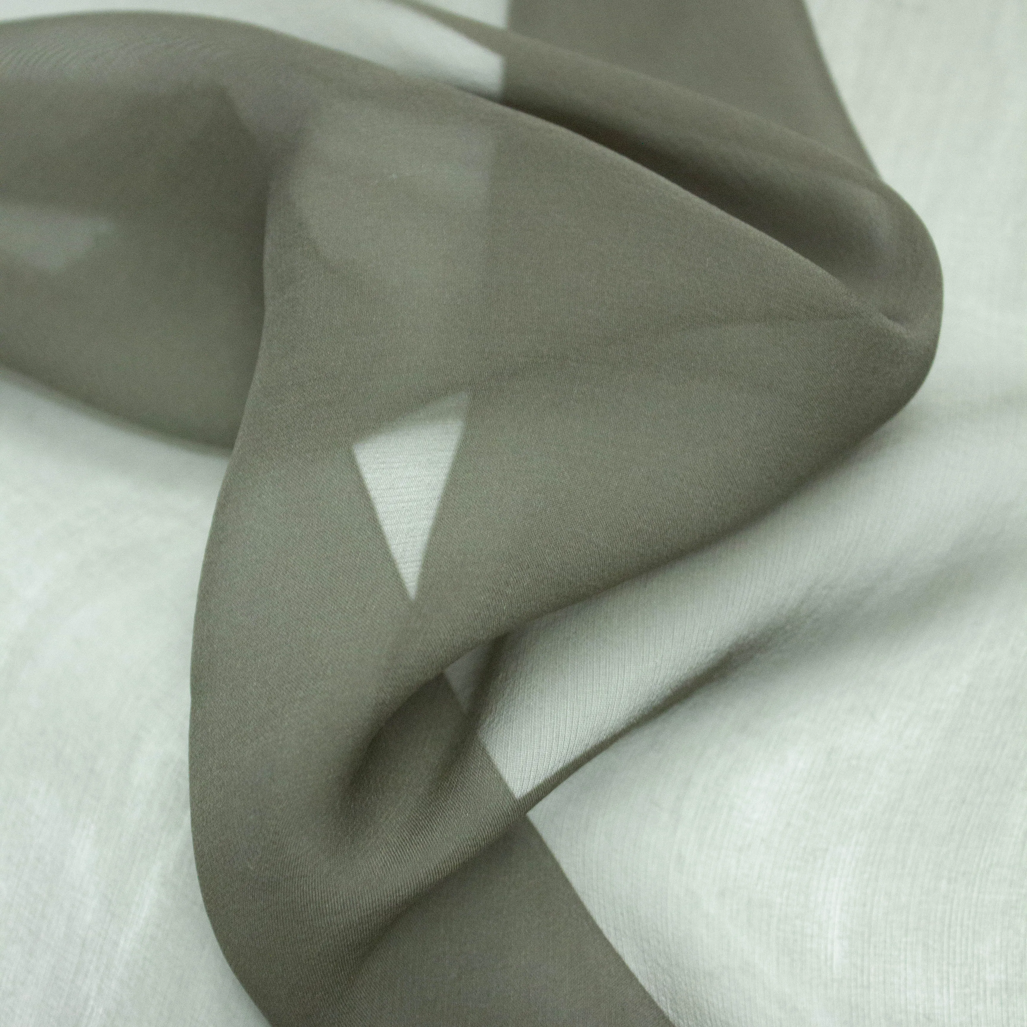 Eran Greyish Green Silk Chiffon