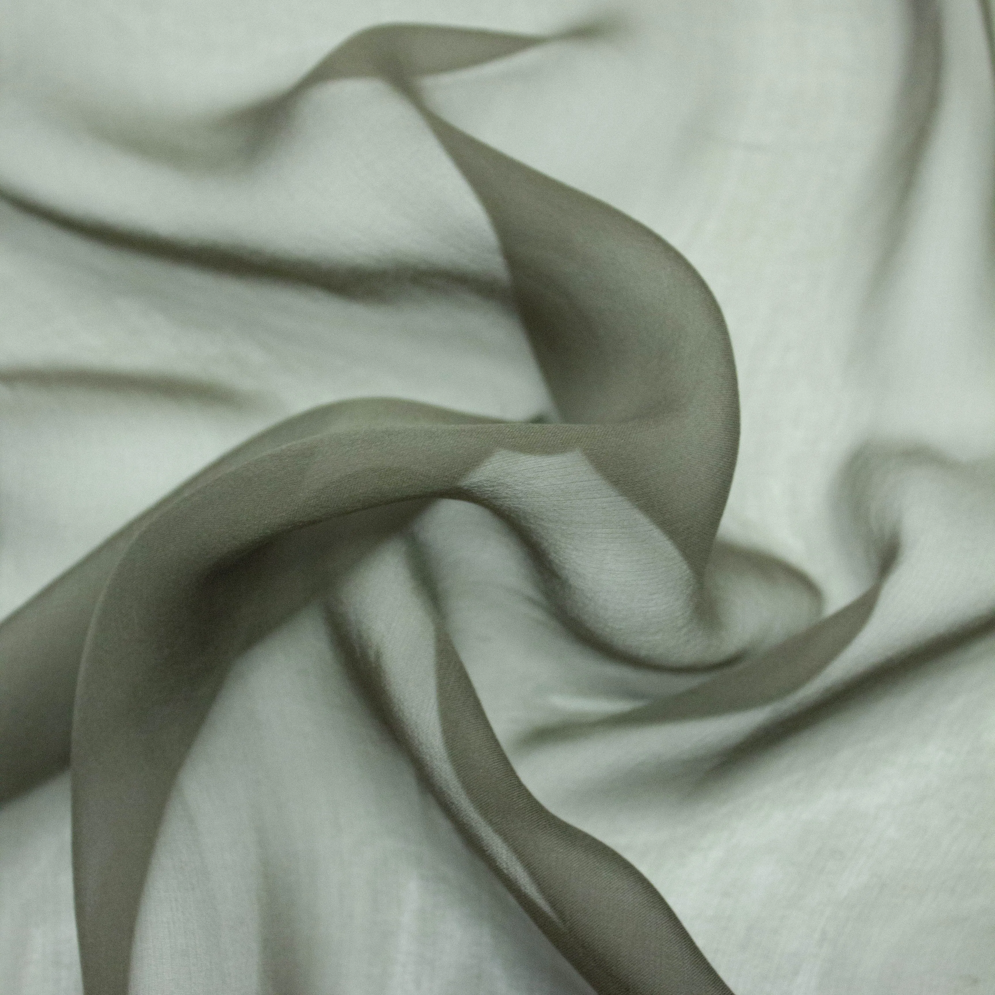 Eran Greyish Green Silk Chiffon