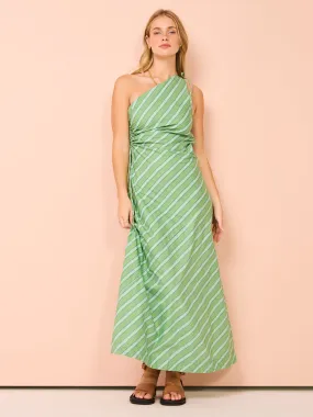 Faithfull the Brand Laureles Midi Dress in Akaia Strripe Green