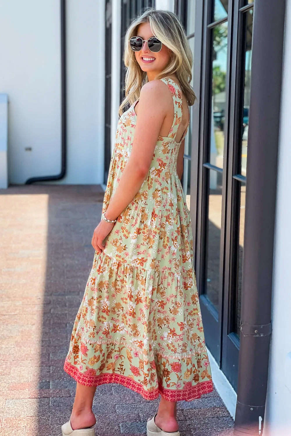 Finding Sunshine Tiered Maxi Dress - Sage