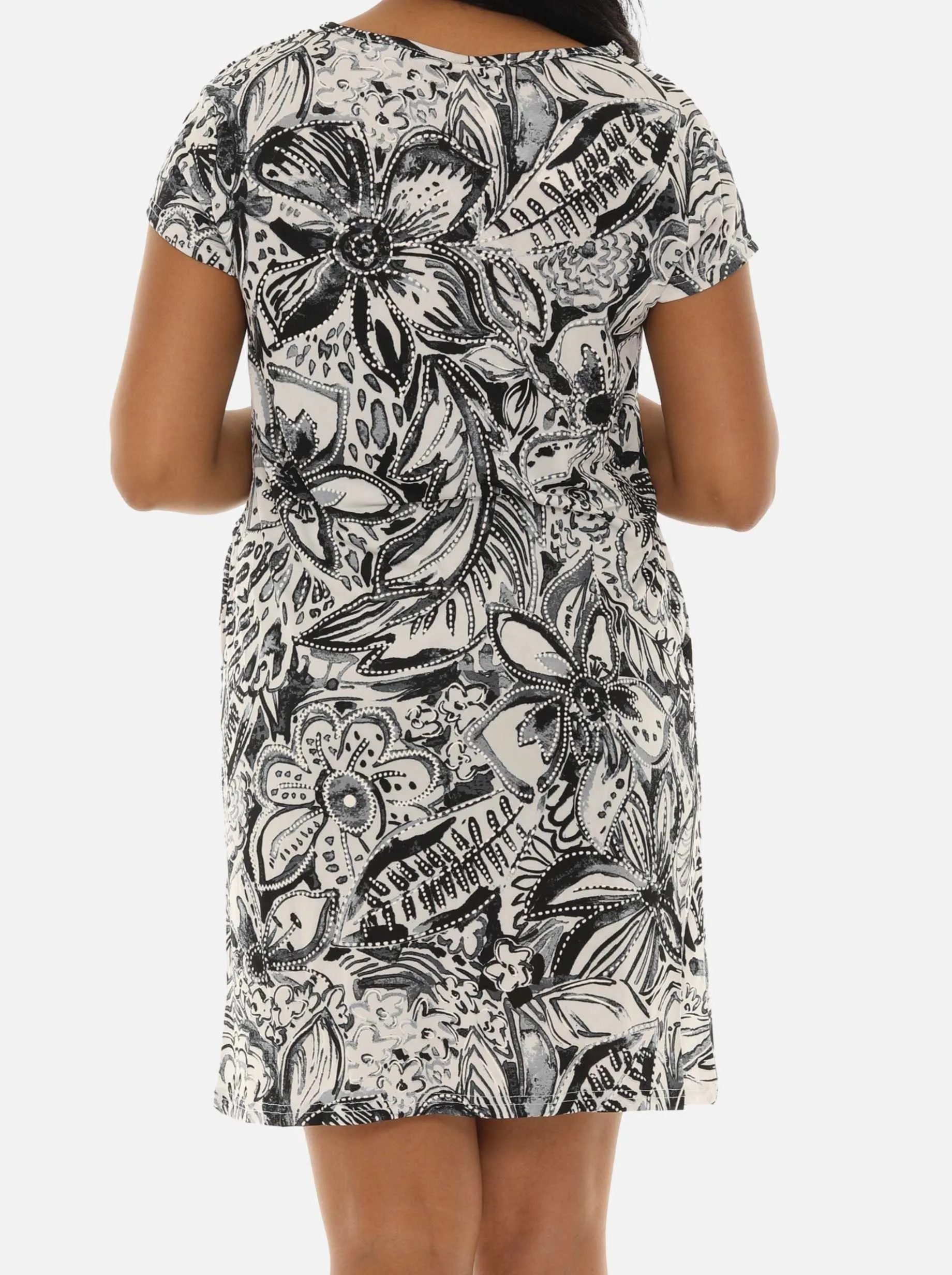Floral Paisley Print Short Sleeve Short Dress