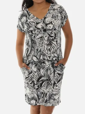 Floral Paisley Print Short Sleeve Short Dress