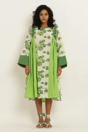 Green Rose Printed Cotton Dress