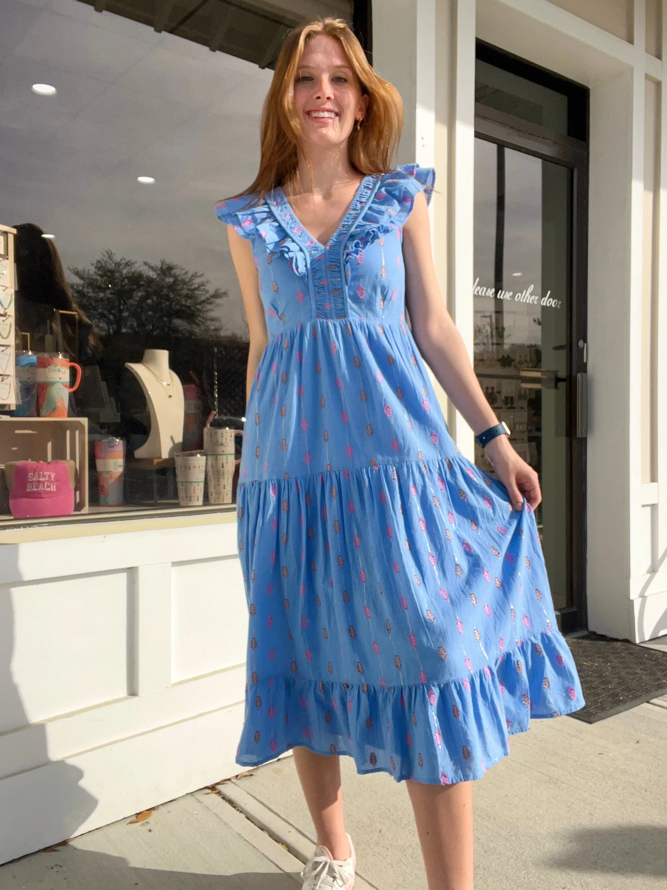 Hatley Aria Midi Dress - Rainbow Feather Dobby