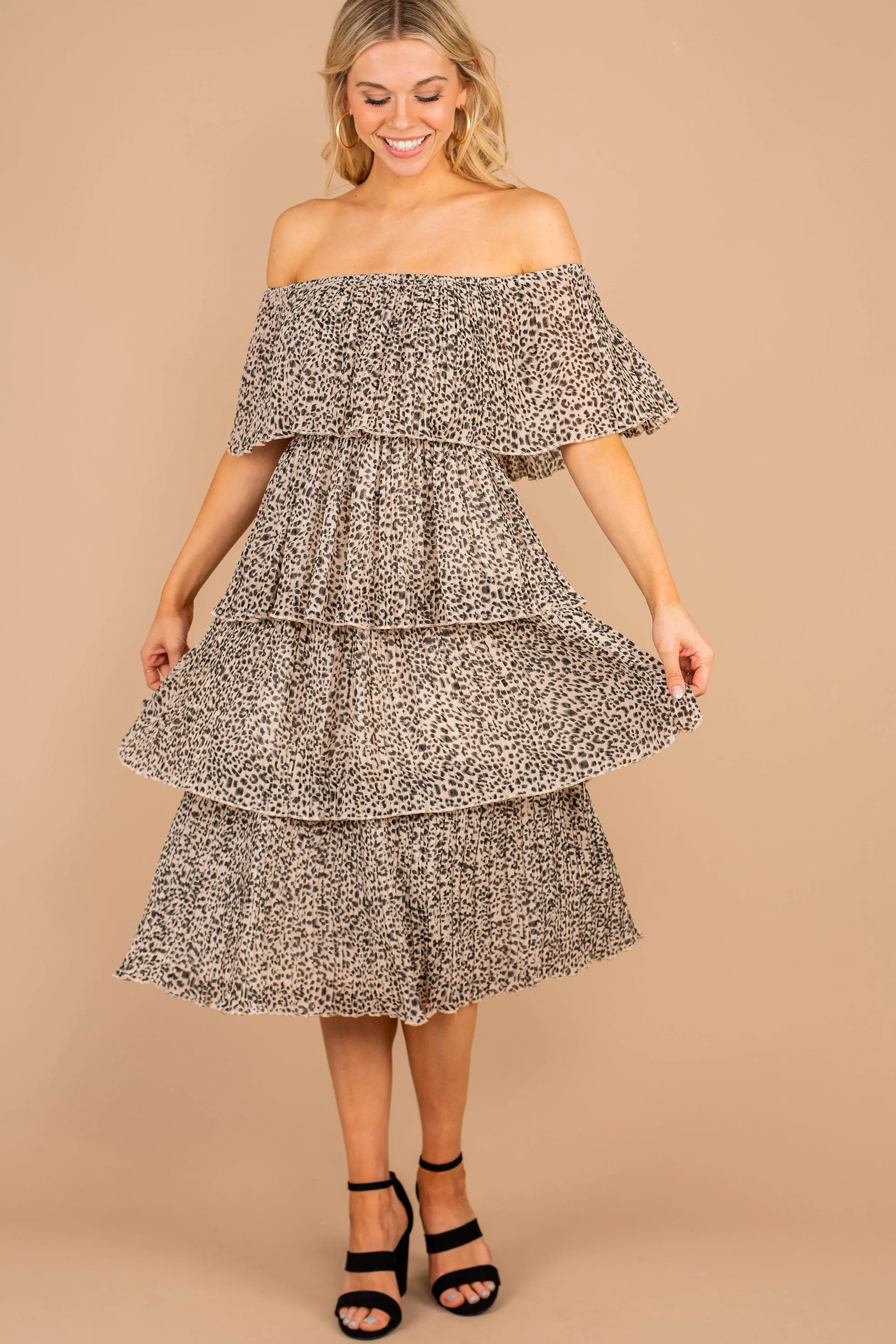 I'll Show You How Taupe Leopard Midi Dress