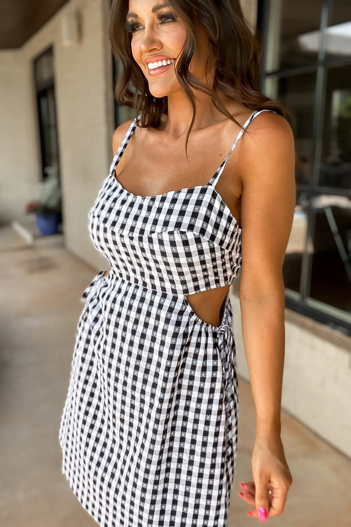 In My Moment Black Gingham Dress