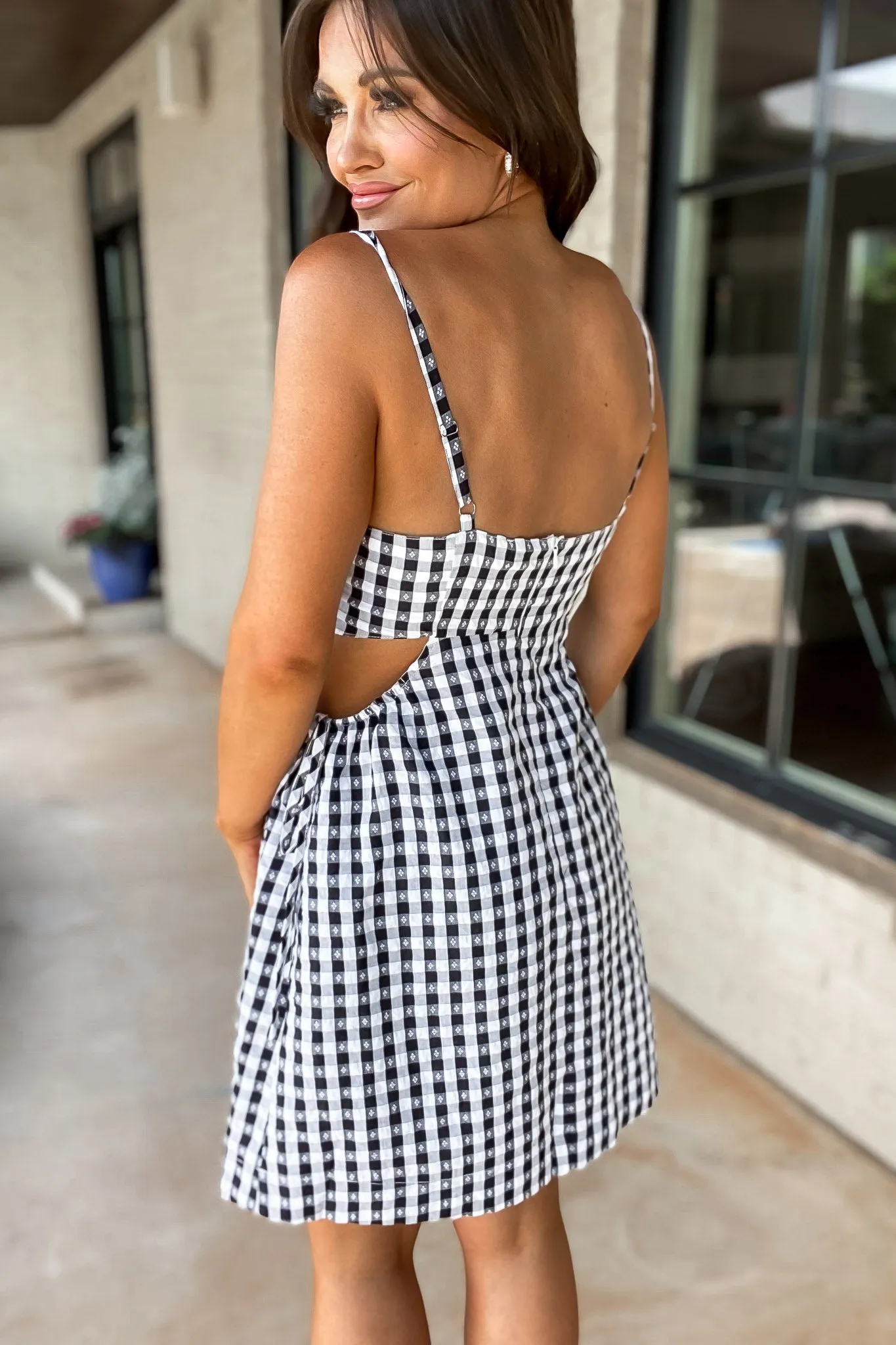 In My Moment Black Gingham Dress