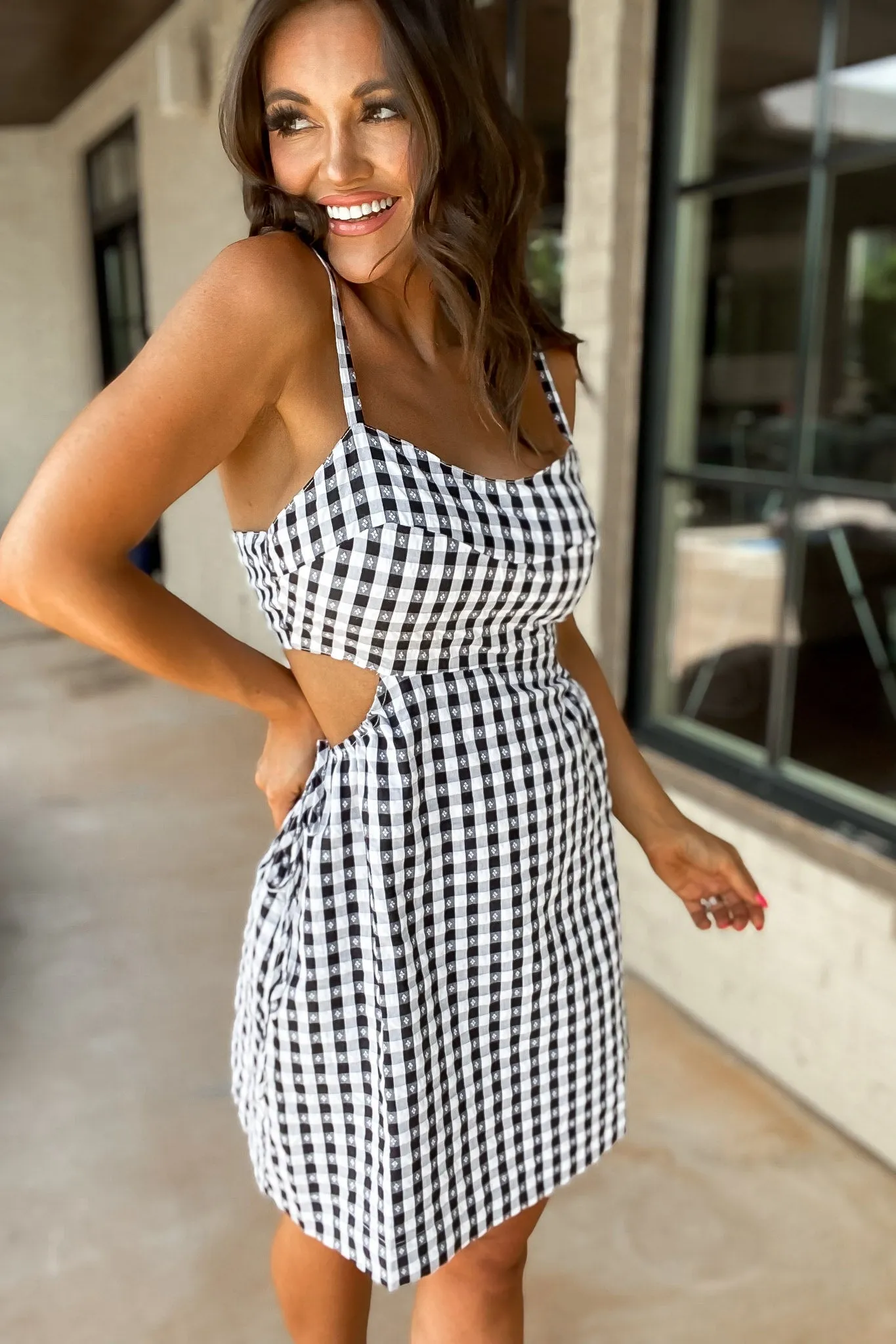 In My Moment Black Gingham Dress