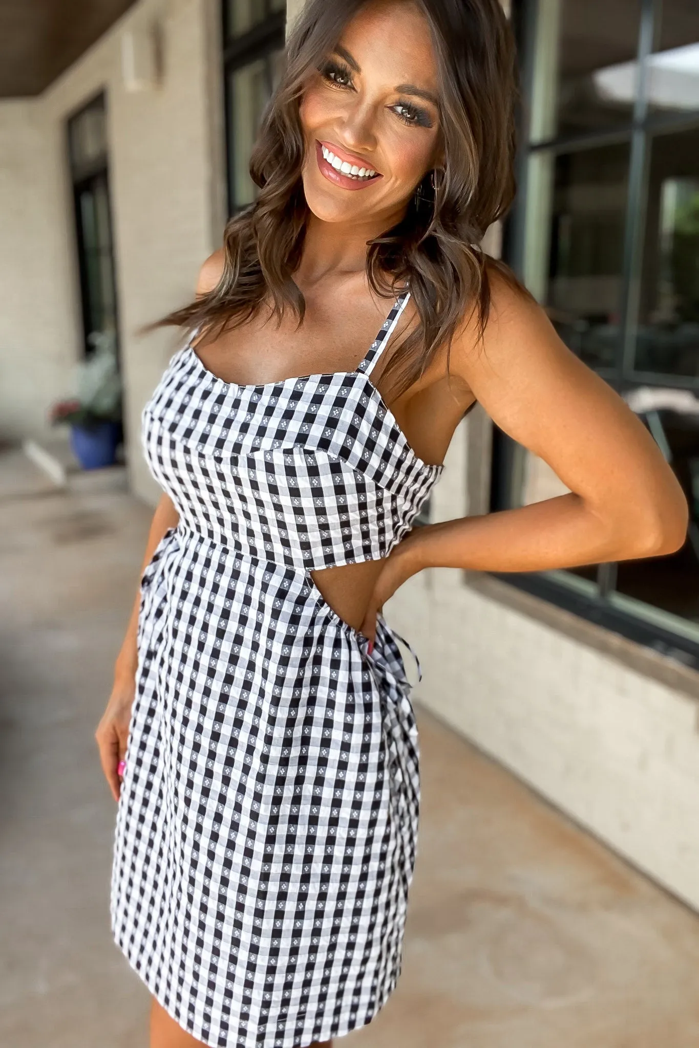 In My Moment Black Gingham Dress
