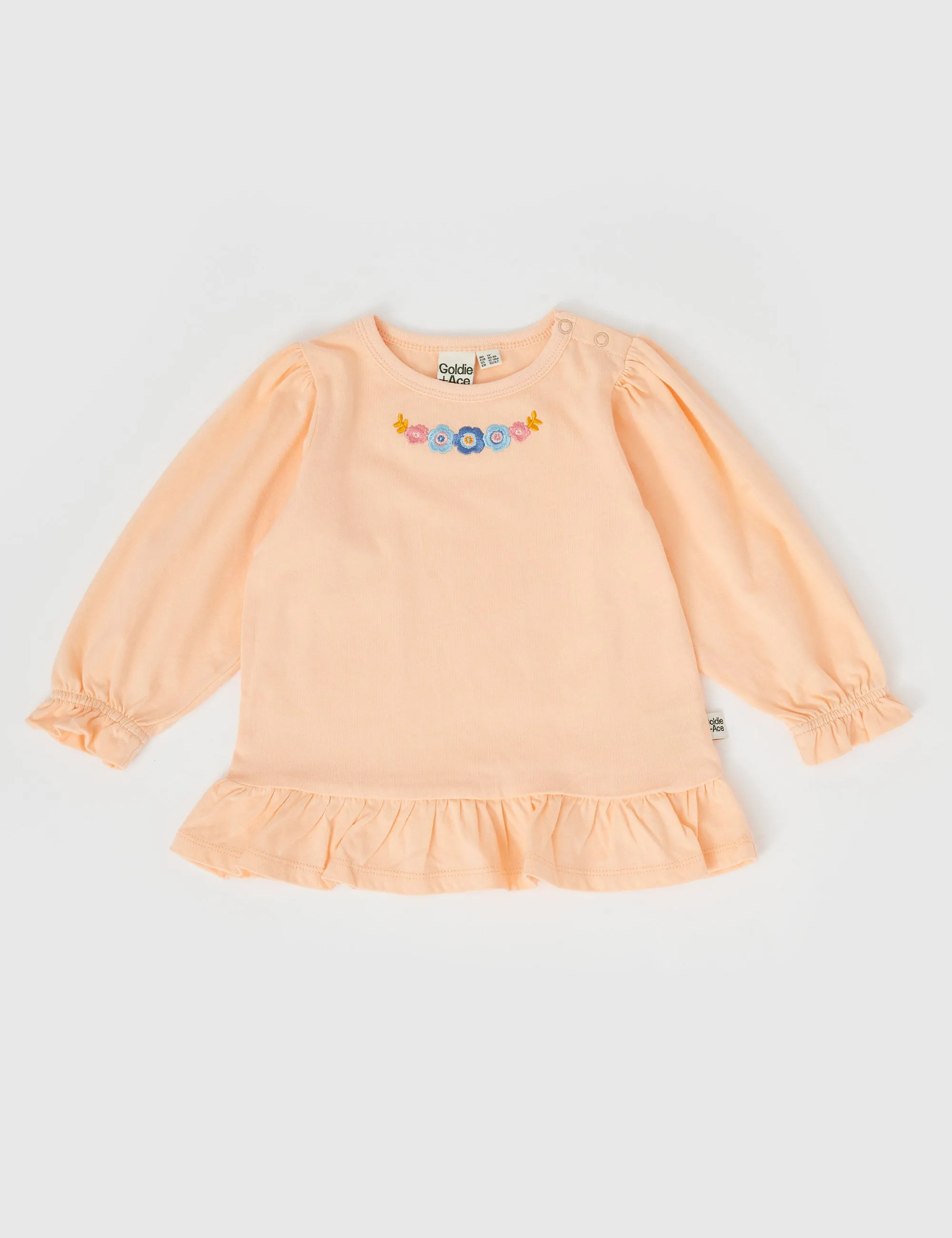 Isla Embroidered Frill Hem Top