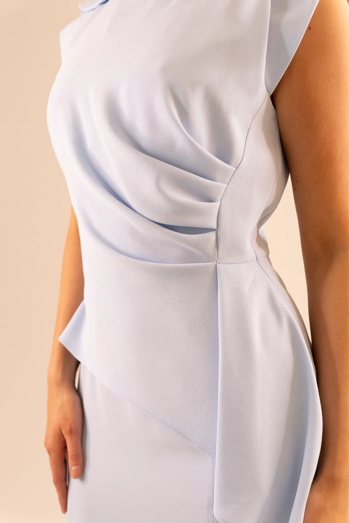 Kayla Drape Detail Dress In Powder Blue