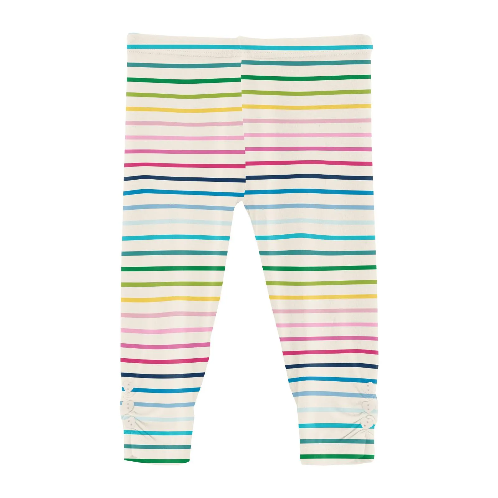 Kickee Pants Leggings with Heart Buttons: Happy Stripe