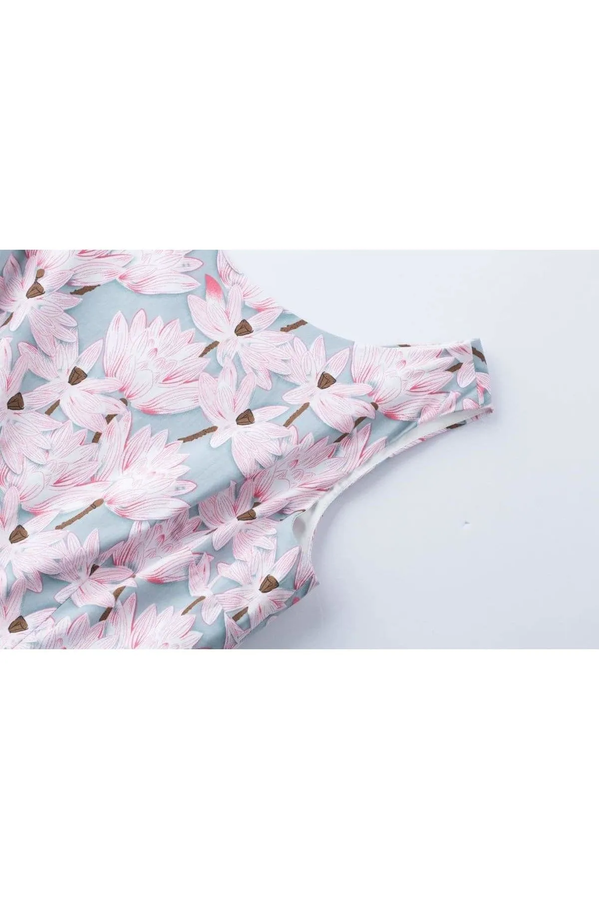 Lotus Grey Pink Boat Neck Cotton Vintage Dress