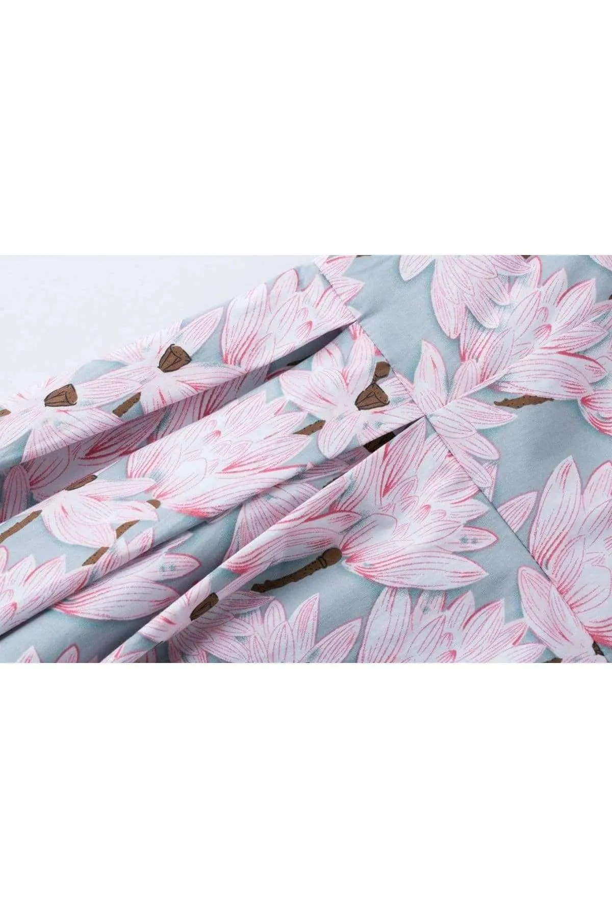 Lotus Grey Pink Boat Neck Cotton Vintage Dress