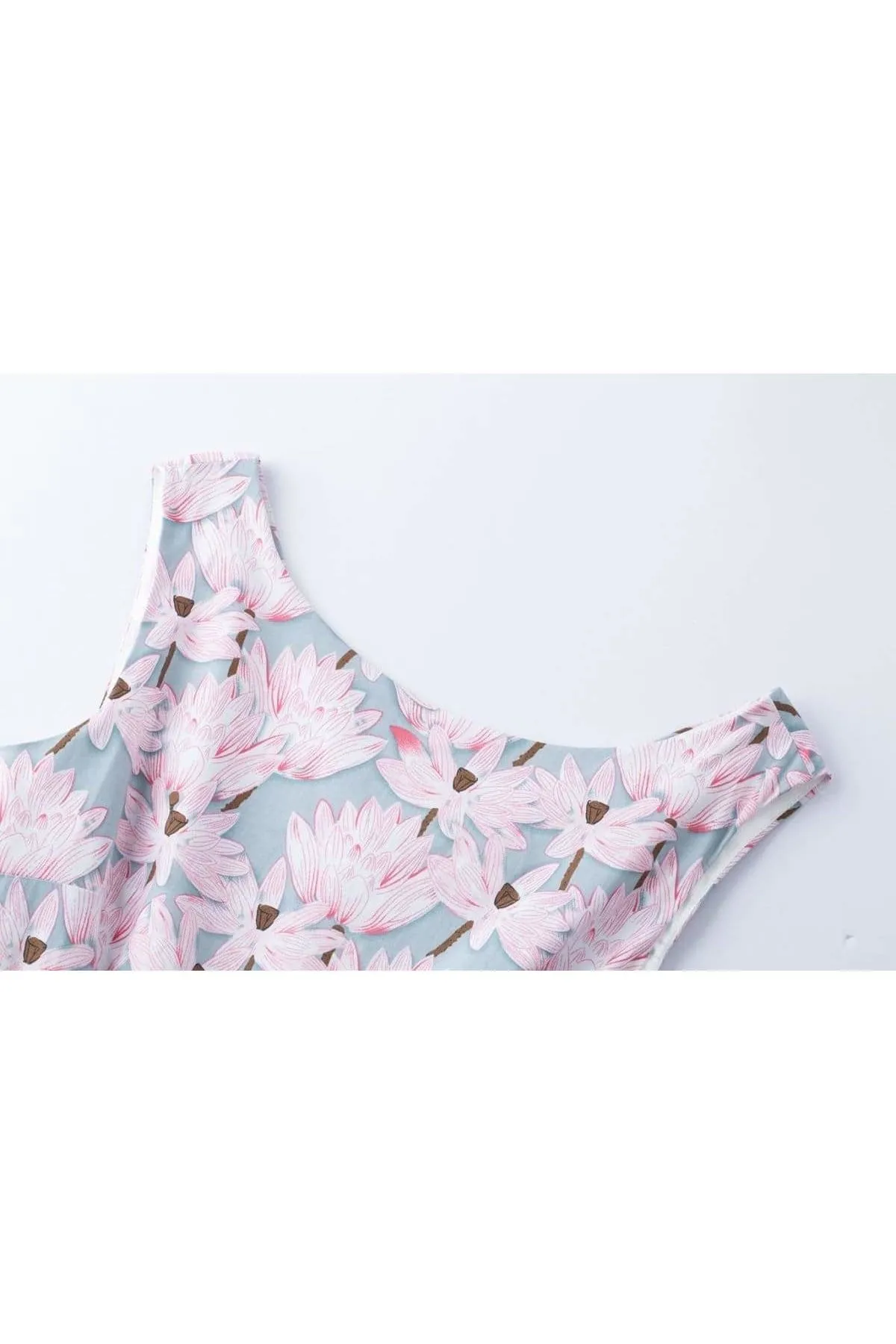 Lotus Grey Pink Boat Neck Cotton Vintage Dress