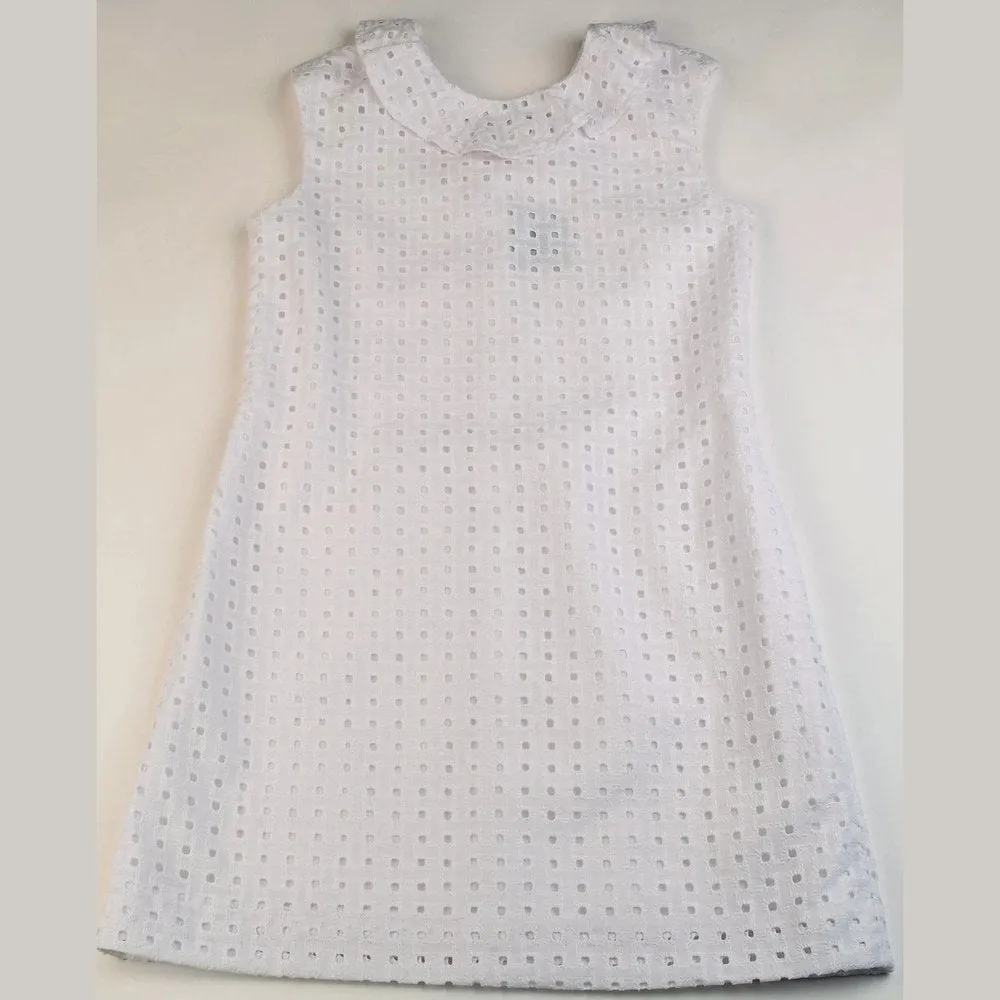 Maggie Breen White Eyelet V Back Dress