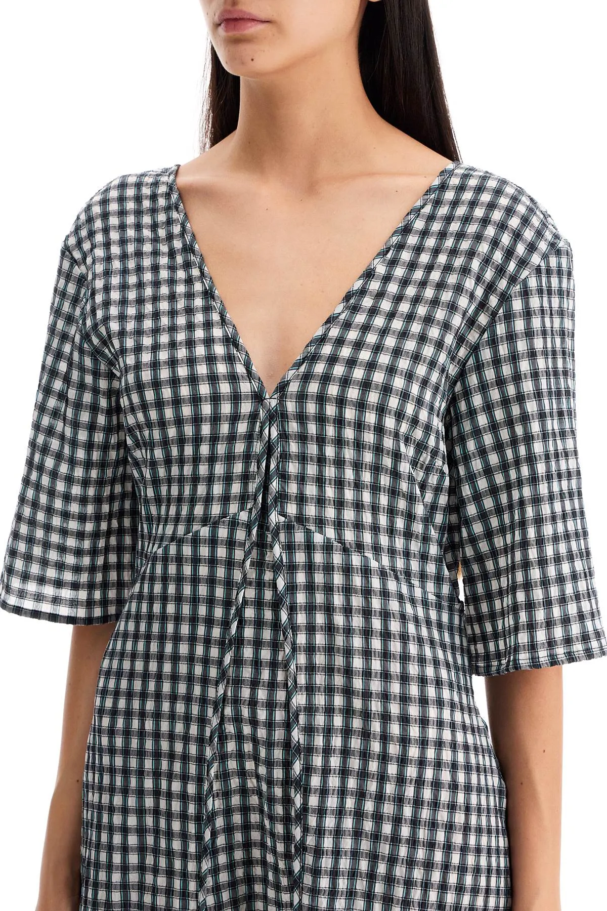 midi seersucker check dress