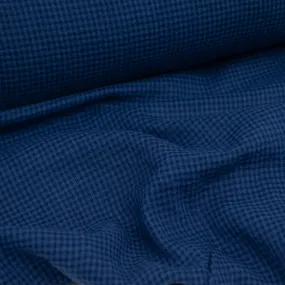 Mini Check - Fine Seersucker - Cotton Viscose - Navy