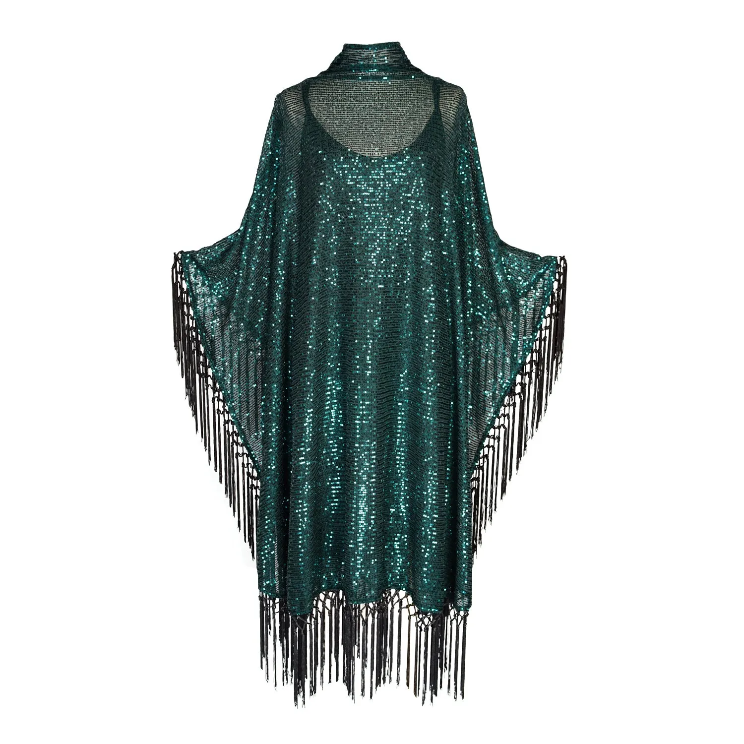 Monte Carlo Jade Mock Neck Caftan Kaftan Dress with Slip