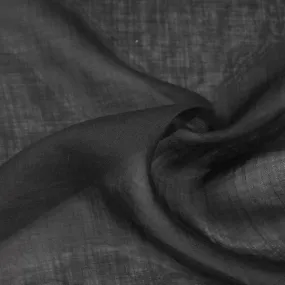 Nawell Black Cotton & Silk Blend Voile