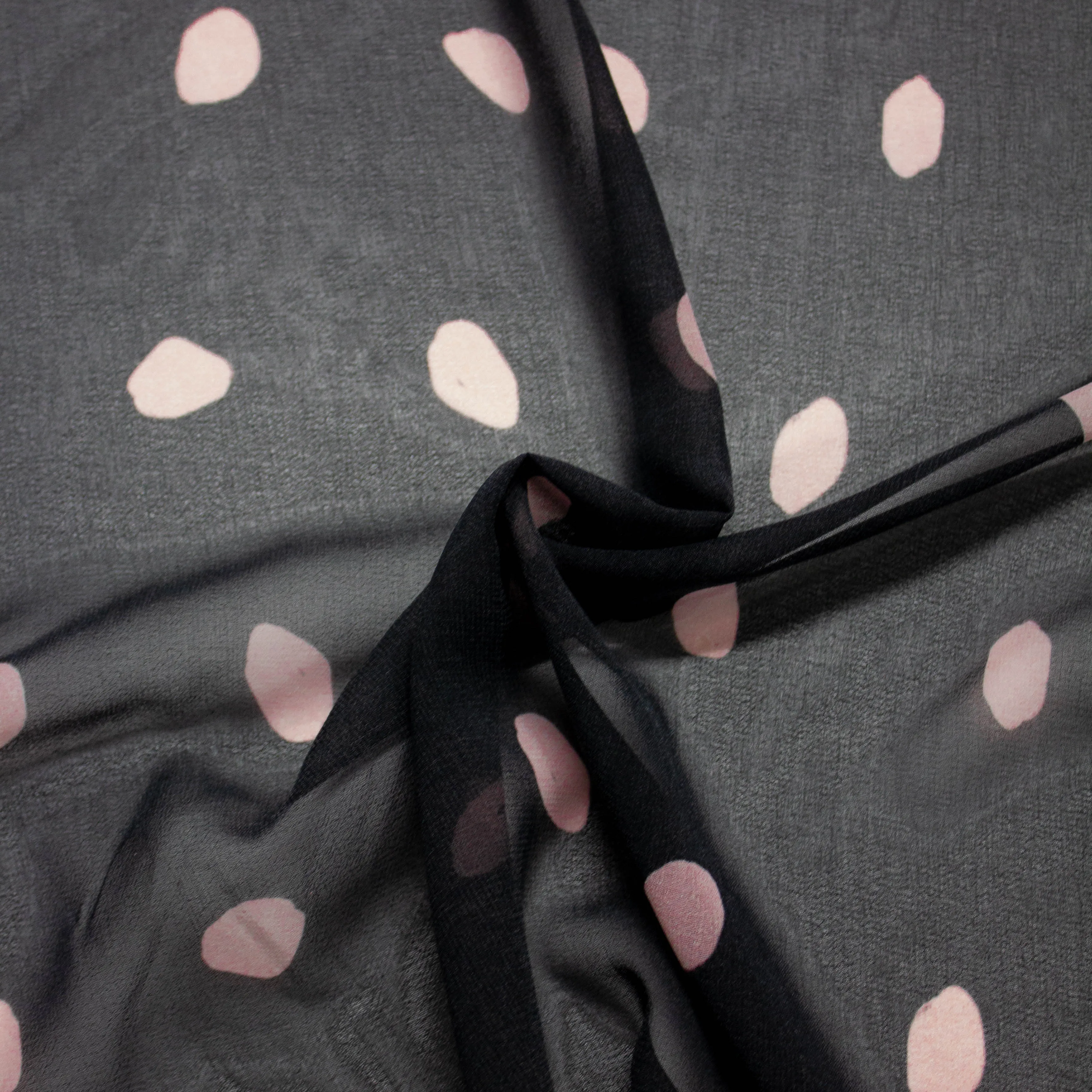Nian Black & Pink Polyester Voile