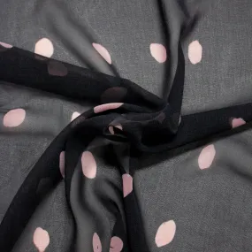 Nian Black & Pink Polyester Voile
