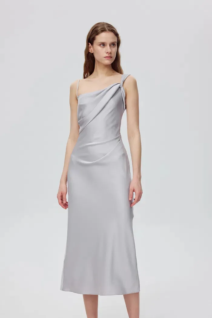 Olive Asymmetrical Cowl Neck Dress