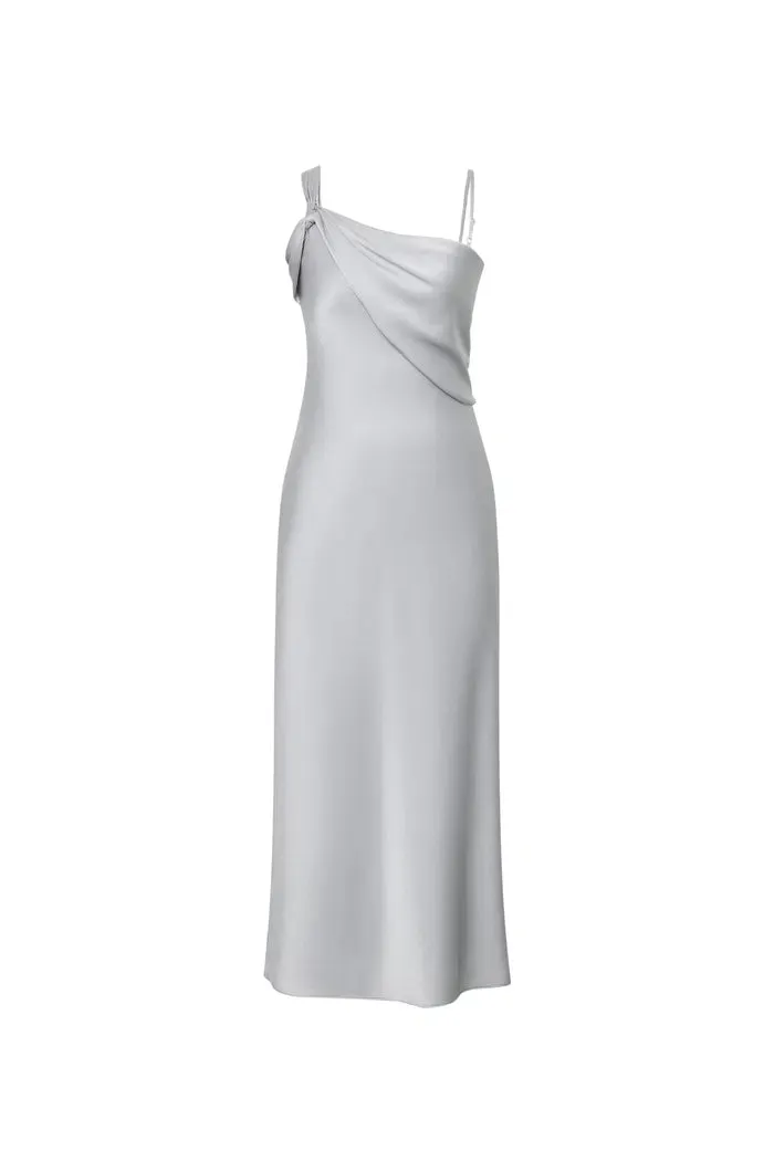 Olive Asymmetrical Cowl Neck Dress