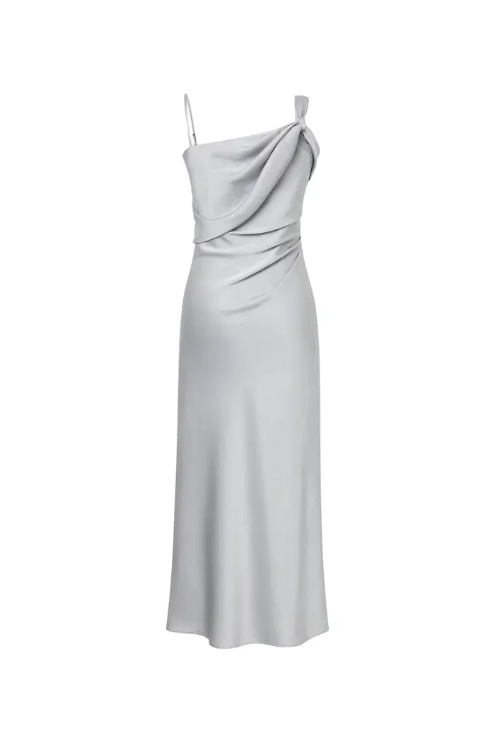 Olive Asymmetrical Cowl Neck Dress