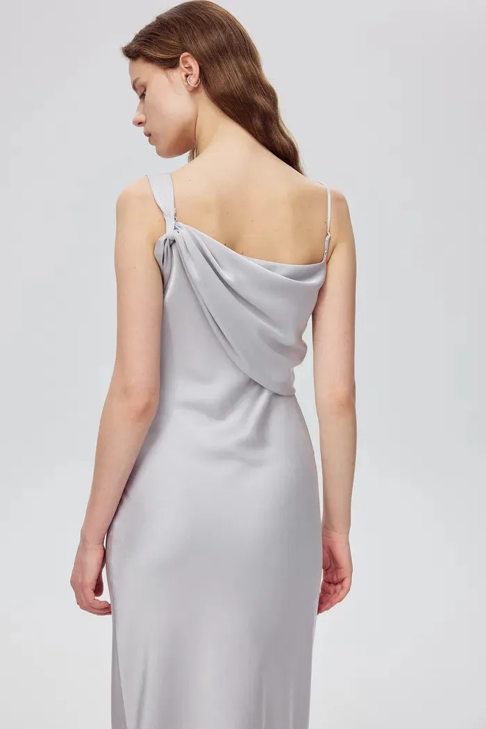 Olive Asymmetrical Cowl Neck Dress