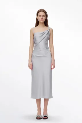 Olive Asymmetrical Cowl Neck Dress