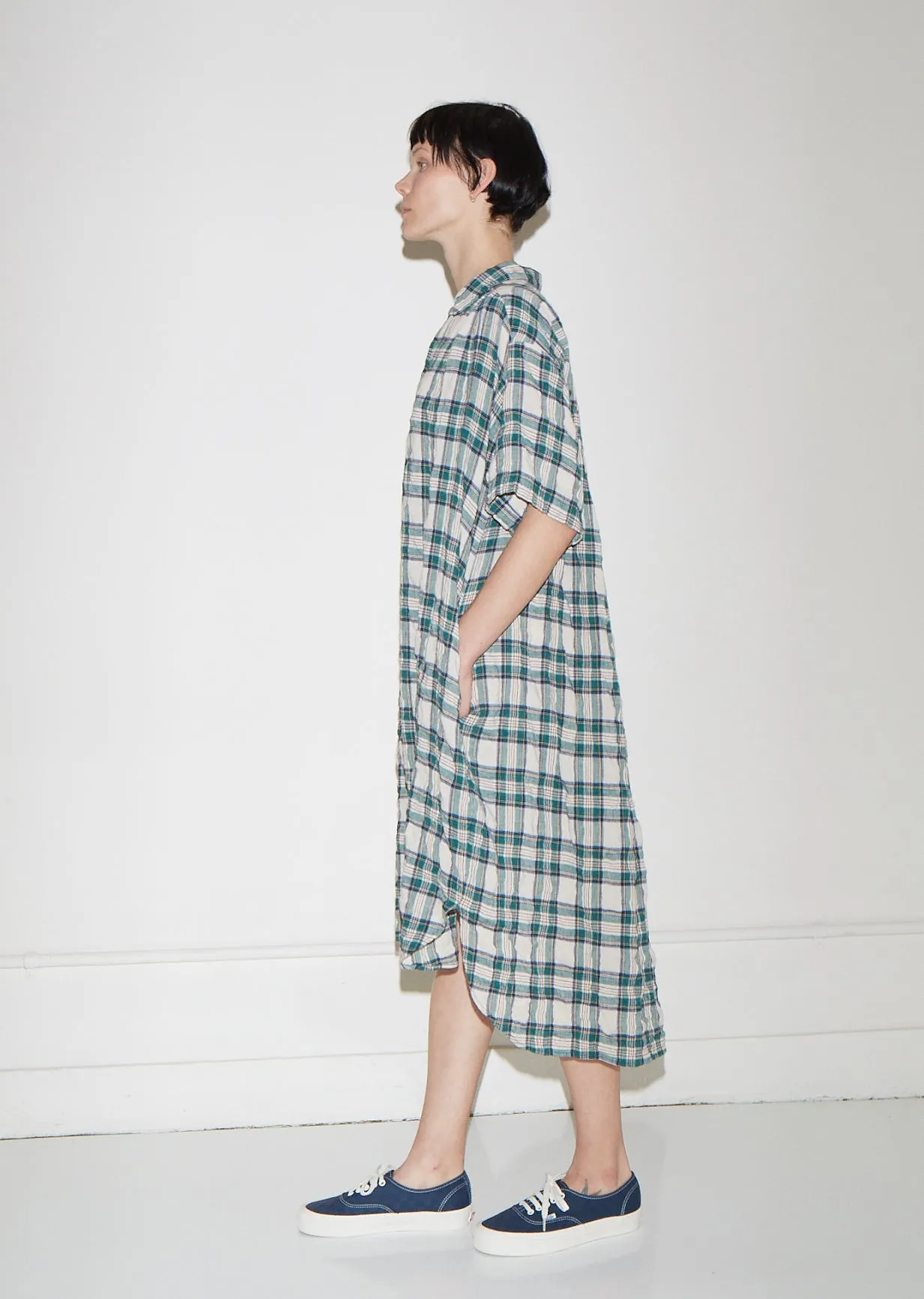 Oversized Plaid Gauze Dress