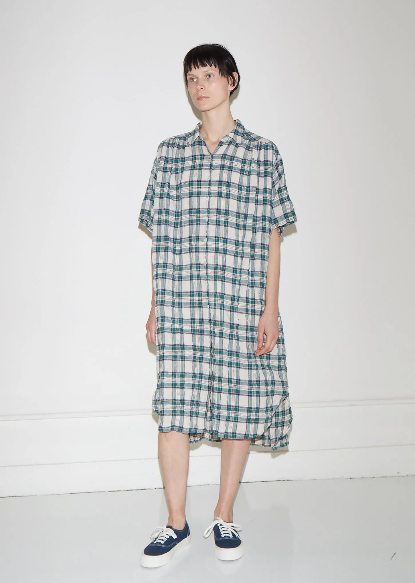 Oversized Plaid Gauze Dress